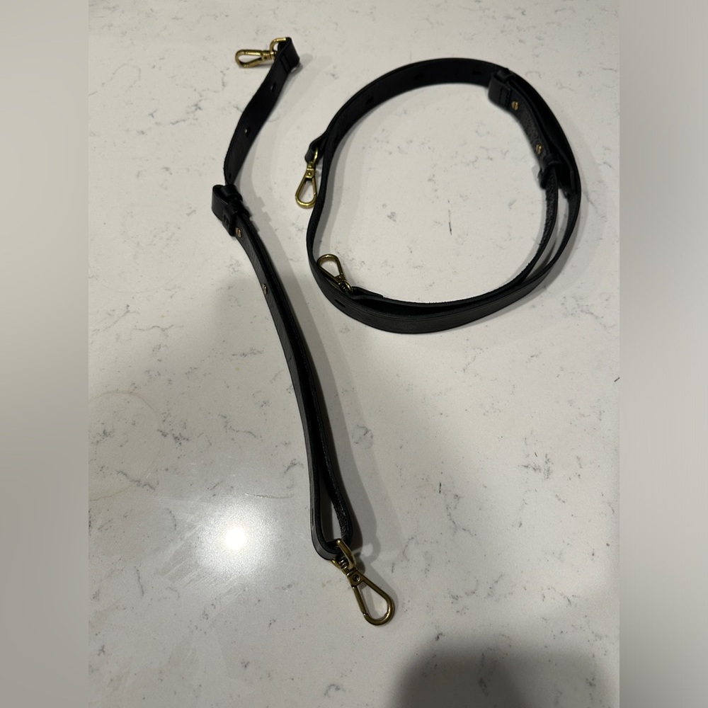 Black leather Madewell replacement purse straps